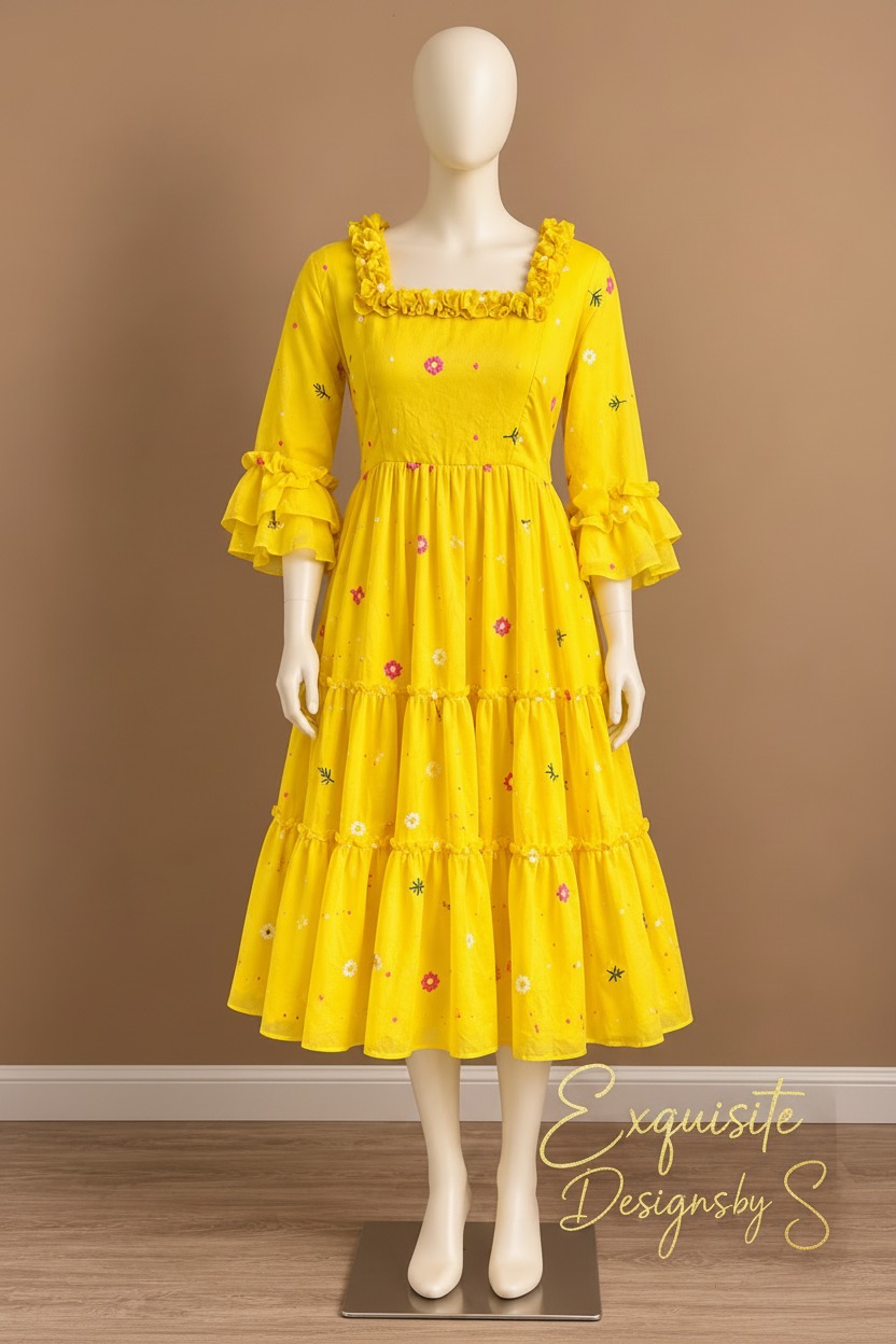 Beautiful Exquisite Premium MulChanderi Midi Dress