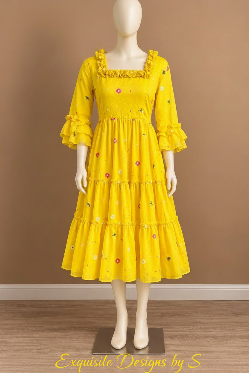 Beautiful Exquisite Premium MulChanderi Midi Dress